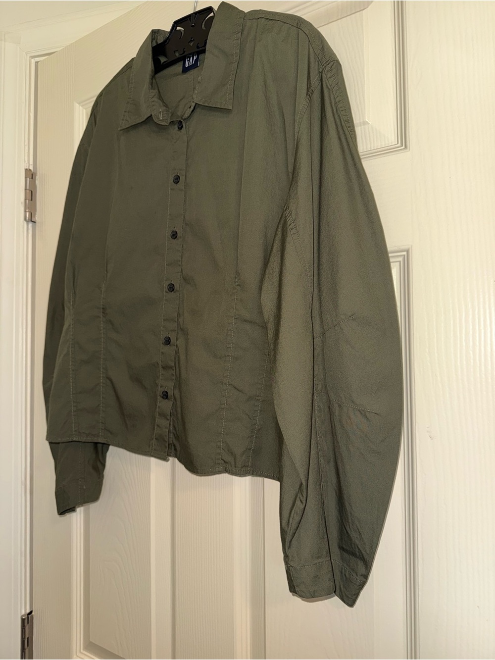 GAP Olive Green Women's Long-Sleeve Button-Down Shirt